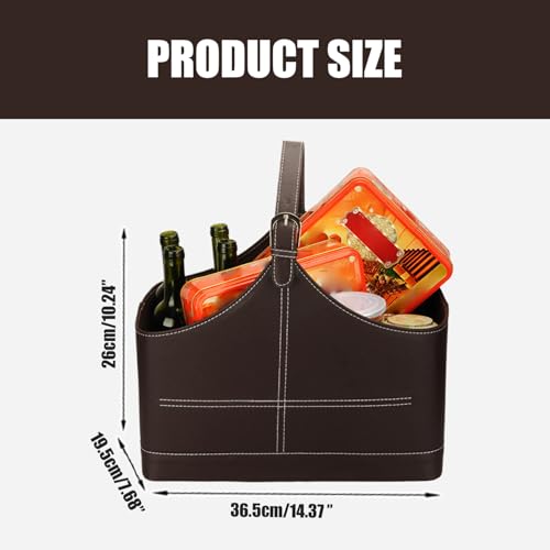 Cestas de comida de cuero impermeables para tus picnics con asa superior 3