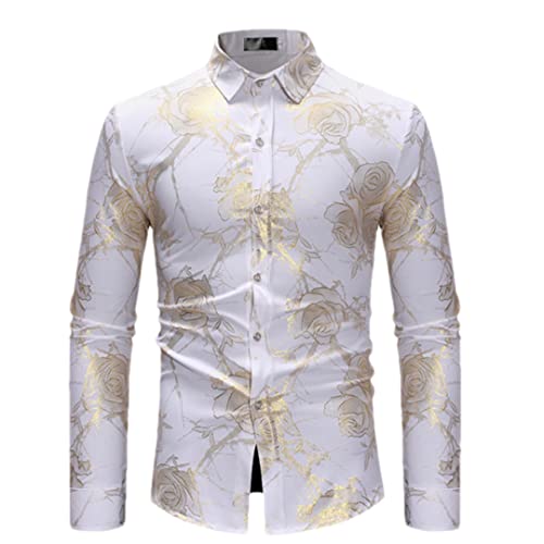 Chemise à imprimé rose homme Niiyyjj style floral contre les looks ternes