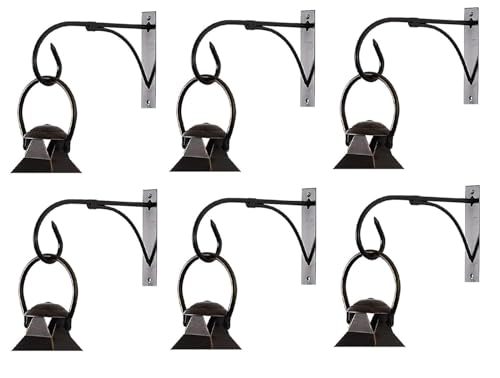 Image of Iron Wall Hooks for Hanging Lanterns, Planters, Bird Feeders & Coats | Heavy Duty Indoor Outdoor Wall Bracket Hook Hanger for Home Decor, Garden & Balcony (Black, 6)
