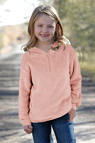 Ofenbuy Kids Girl's Fuzzy Hoodies Zipper Warm Loose Sherpa Hooded Sweatshirt Pullover With Pockets - Image 6