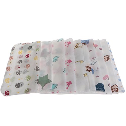 Fanct 10Pcs 2828cm Baby Square Towel Handkerchiefs Two Layers Feeding Wipe Towel Washcloth