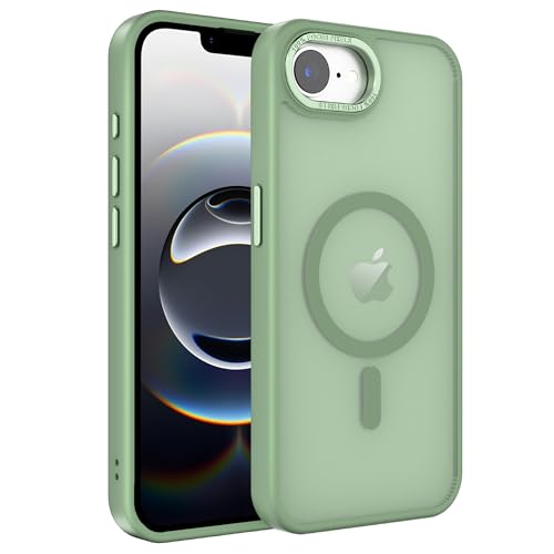 Image of Magnetic iPhone 16E /17e case,Compatible with Magsafe, Military-Grade Protection,Slim Translucent Matte Shockproof with Anti-Scratch Anti-Fingerprint Phone Cover (Matcha Green, iPhone 16E /17e)