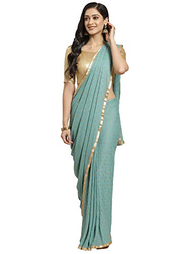 Image of AKHILAM Women's Pure Chiffon Saree with Blouse Piece