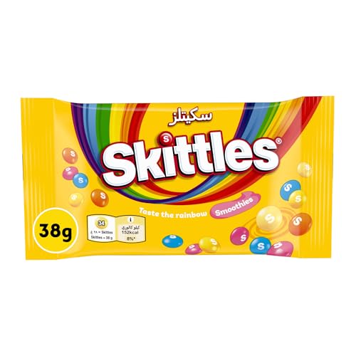 Skittles Smoothies Candy 38g, Taste the Rainbow, Candies with Banana, raspberry, Pineapple, Blueberry, and Apricot