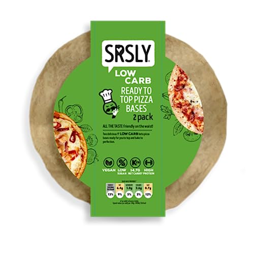 SRSLY Low Carb Keto Pizza Bases | 9 Inch | Multipack | Low Sugar | High Protein | Only 261 Kcals Per Base | Vegan | Healthy | No Compromise (Low Carb Pizza Base Twin Pack, x1 Pack = 2 Bases)