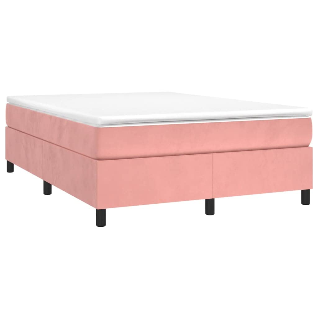 vidaXL Estructura de Cama con Somier, Somier de Matrimonio de Listones, Base de Cama Tapizada, Mueble para Dormitorio Hogar, Terciopelo Rosa 140x190 cm