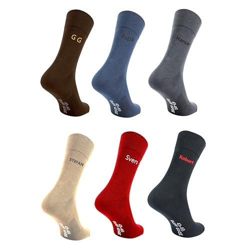 3 Paar Socken mit Namen bestickt Initialen individuell personalisiert beschrift gestickt in verschiedene Farben - Geschenkidee von Cliff Edge STICK KEIN DRUCK (Business-Socken)