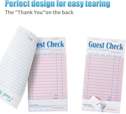image for ZPARIK 4 Pack Pink Guest Checks Books for Servers Server Note Pads, Wa
