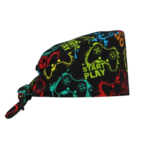 Image of Working Cap Scrub Cap with Sweatband Adjustable Unisex Women Tie Back Hat Nurse Surgical Caps