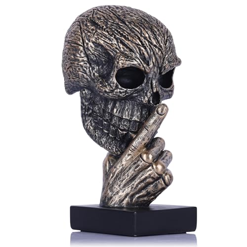 Escultura Calavera Negra y Dorada Speak No Evil