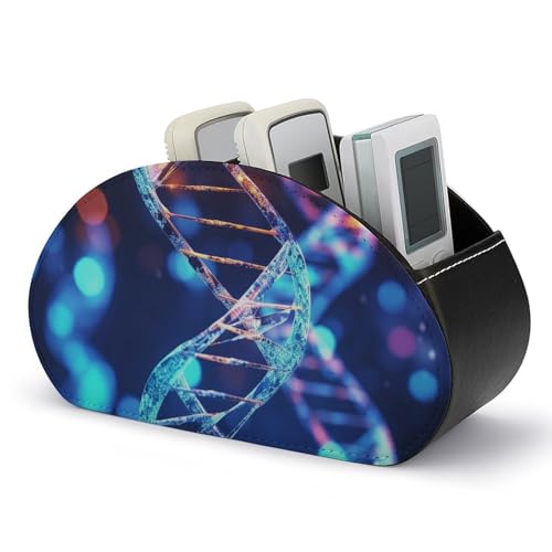 JKLQWH Remote Control Holder with 5 Compartments DNA Genetic Helix TV Remote Caddy Media Controllers Storage Box Desktop Organizer for Phone DVD Table Desk Office Supplies