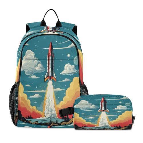 Sac à dos étudiant fusée robuste anti-fuite avec sac à lunch isotherme