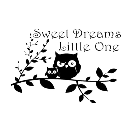 Sticker mural hibou Sweet Dreams Stickers garçon fille citation hibou avec arbre autocollant mural enfants chambre d'enfant décor vinyle art décalque extra...