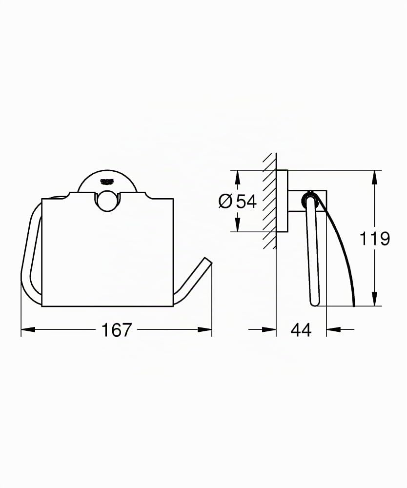 GROHE Essentials, WC Toilettenpapierhalter (einfache Montage ohne Bohren, klebbar, inklusive Abdeckung, pflegeleicht), chrom, 40367001