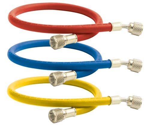 CPS HS3 3-Pack 3' Refrigerant Hoses | Durable with Leakproof Crimps and Blow-Off Grooves | Ideal for HVAC/R Applications