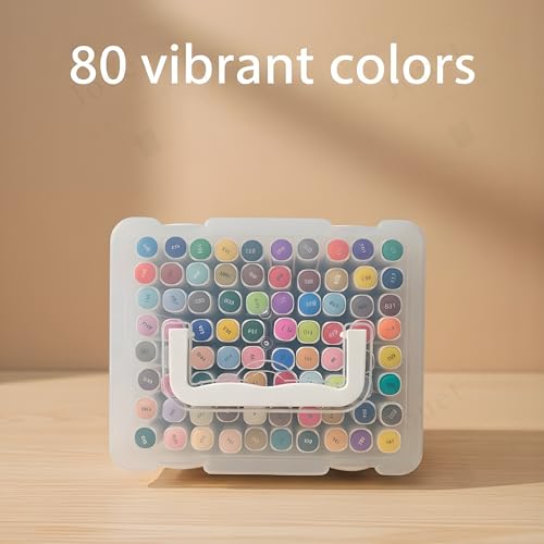 Image of JOUET Two Nib Marker Set, Double-Ended Markers with 1mm and 0.7mm Tips, 80 Vibrant Colors, Washable Ink, Triangular Barrel Design, Child-Safe and Non-Toxic, Ergonomic for Kids