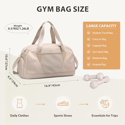 VNINE Duffle Bag for Women Men Travel Bags with Shoes Compartment Carry On Weekender Bag Airlines Approved Duffel Bag with Wet Pocket Water Resistant Overnight Sports Workout Dance Bags - image 5