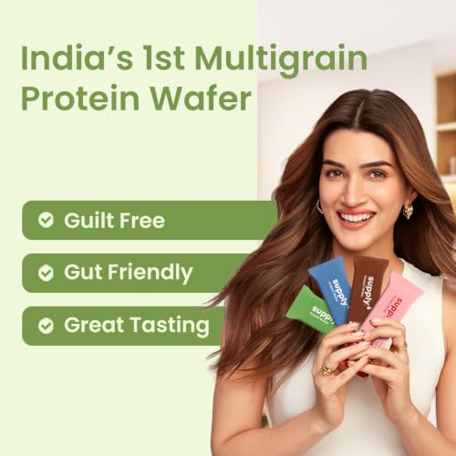 Image of SUPPLY6 Protein Wafer Bars | Pack of 10 | Multigrain Crunchy Wafer | Vegetarian | 10g Protein | 3g Fiber | No Added Sugar | 400 G (Matcha)