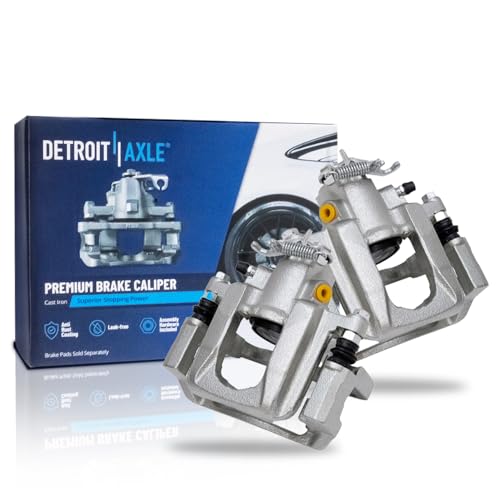 Image of Detroit Axle - Rear 2pc Brake Calipers for 2008-2012 Dodge Grand Caravan Chrysler Town & Country 2012 Ram C /V 2009-2012 Volkswagen Routan Routan, Disc Brake Calipers with Bracket Replacement