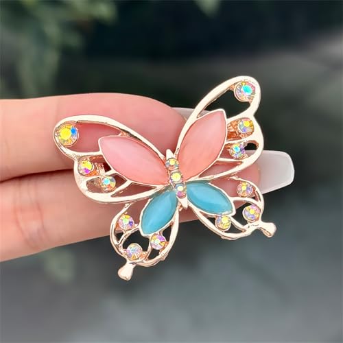 Image of coadipress Butterfly Brooch Pins Chic Romantic Elegant Rhinestone Crystal Insect Brooch Pin Women Corsage Scarf Shawl Clothing Accessories Wedding Party Banquet