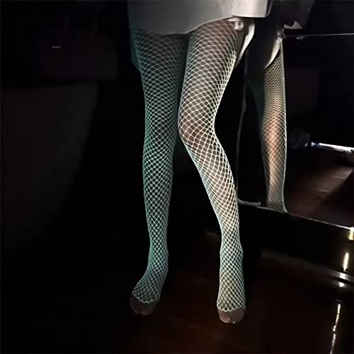 Image of gofidin Stylish Party Club Women's Mesh Pantyhose Noctilucence Hot Hollow Out Fishnet Stockings Luminous Nylon Tights