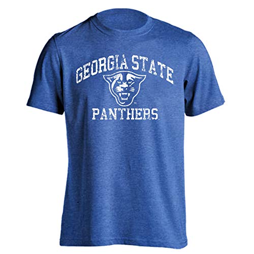 Sport Your Gear Georgia State Panthers Retro Distressed Short Sleeve T-Shirt (Royal Heather Blue, X-Large)