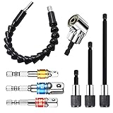 3pcs Stecknuss Adapter+1pcs 105° Winkelschrauber Vorsatz Adapter+1pcs Flexibler Bithalter Verlängerung+3pcs 1/4 Hex-shank Magnetische Bohrer Verlängerung Halter Bohrmaschine Verlängerungsstange