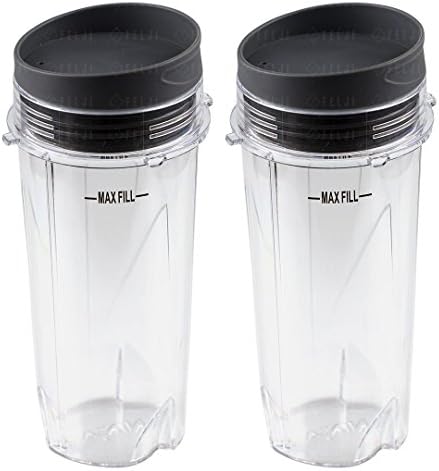 2 Nutri Ninja 16 oz Cups with To-Go Lids Replacement Model 303KKU 305KKU for BL660 BL663 BL663CO BL665Q BL740 BL780 BL810 BL820 BL830