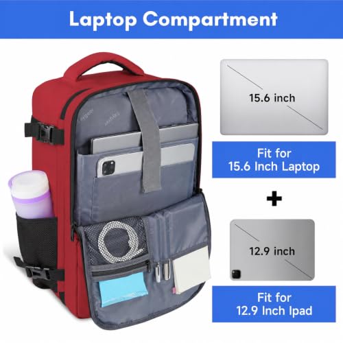 Image of Taygeer 35L Carry on Travel Backpack for Women Men, Personal Item backpack | Travel Backpack with Laptop Compartment & Water Bottle Pocket, Lightweight Work Bag for Weekend Business Hiking, Bright Red