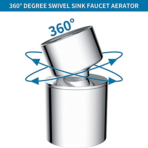 Hibbent FA23F-C Nsf Certified Faucet Aerator, Cupc Certification 360° Twist Kitchen Sink Aerator, Dual-Function 2 Flow Big Angle Sink Sprayer Attachment, Faucet Replacement Part 55/64'' Female Thread thumb #6