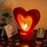 HN HAIINAA Red Heart Candle Gift for Women, Birthday Gift for Mom, Valentine's Day Gift for Her Remote Flameless Candle Wedding Deco 6.3'x6.5'