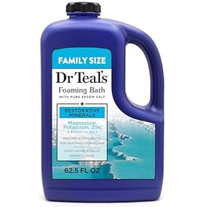 Dr Teal’s Foaming Bath with Pure Epsom Salt, Restorative Minerals with Magnesium, Potassium, Zinc & Essential Oils, 62.5 fl oz