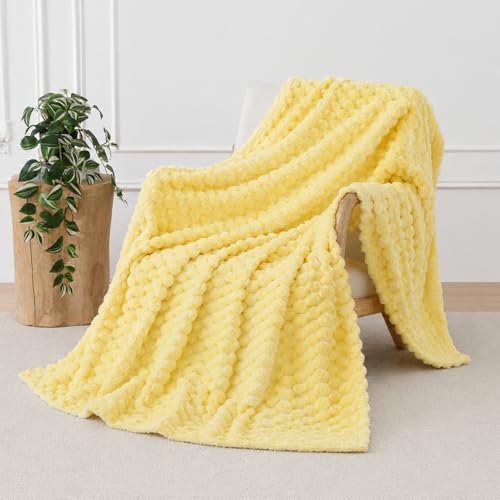 Linecooo Bright Yellow Fleece Throw Blanket 5060 for Couch Sofa Bed