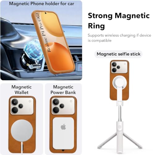 Image of Jkobi Leather Finish Back Cover Case for Realme P4 Pro (MagSafe Compatible Wireless Charging | Soft Touch | Camera Bump Protection)