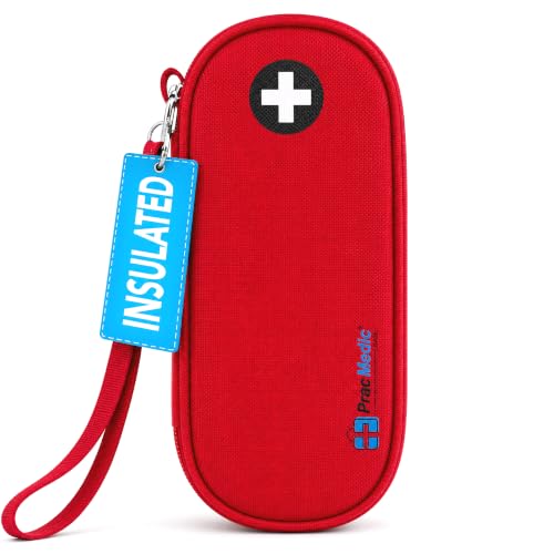 PracMedic Bags Epi Pens Carrying Case- Insulated Epipen Carry Case (Red)