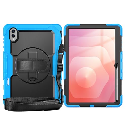 Étui rotatif Samsung Galaxy Tab S11 Ultra 14.6 avec protection écran et porte-crayon bleu