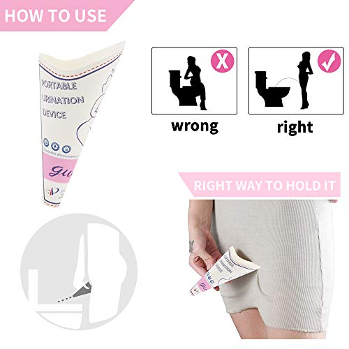 guofa Female Urinal, 30 Pack Disposable Female Urination Device Portable Womens Urinal Funnel Device Women Pee Cup Standing up Waterproof Paper Standing Pee Funnel for Camping, Hiking