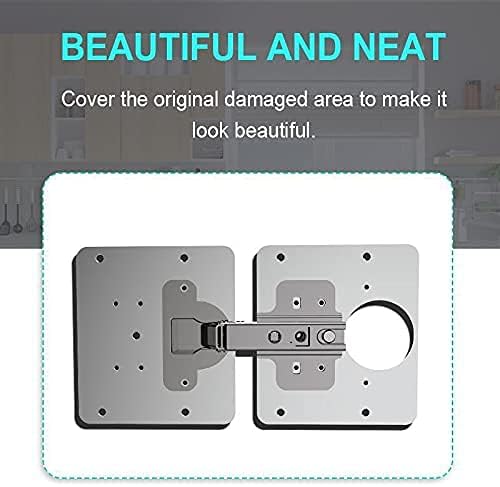 Hinge Repair Plate, 2 PCS Cabinet Hinge Repair Brackets,DWTECH Kitchen Cupboard Door Hinge Repair Plate Kit with Hole, Stainless Steel Flat Fixing Brace Brackets with Screw