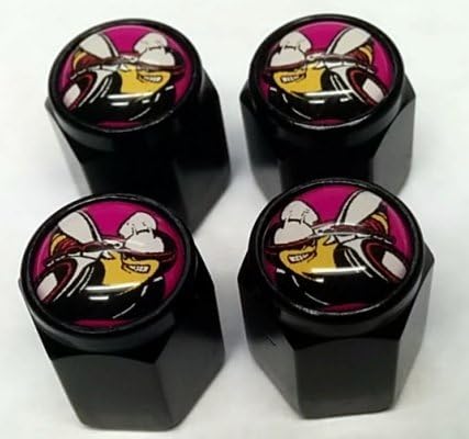4 Valve Stem Caps Compatible with Scat Pack Hemi Challenger Charger (Black - Modern Furious Fuchsia)
