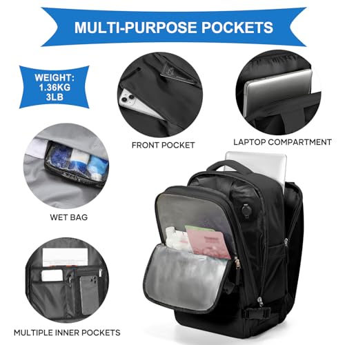 Image of coowoz Vacuum Backpack Travel with Pump,Travel Backpack with Vacuum System For Women Men,Carry On Backpack,Hiking Backpack Waterproof Outdoor Sports Rucksack Casual Daypack,30L(Vacuum pump),Black