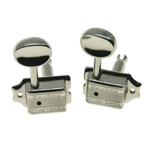 Wilkinson Deluxe 6 Inline Vintage Guitar Tuners With Split Post Guitar Tuning Keys Peg Machine Heads For Strat/Tele Guitars Nickel #TOP3