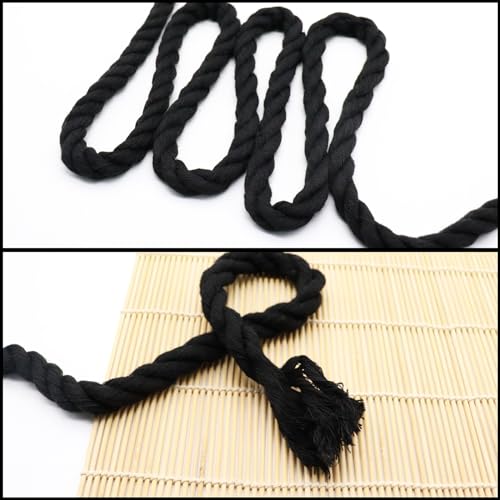 Cuerda de algodón negro de 1/2 pulgada, material natural premium 7