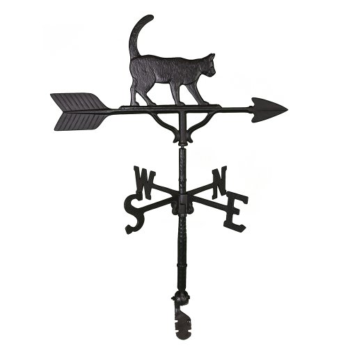 Montague Metal Products WV-281-SB 32-Inch Weathervane With Satin Black Cat Ornament cover