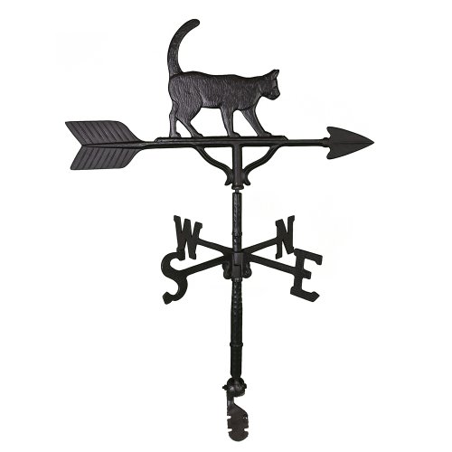 Montague Metal Products 32-Inch Weathervane with Satin Black Cat Ornament