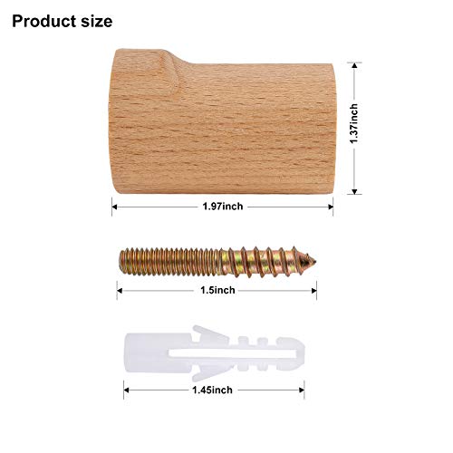 Lonpur Wooden Wall Hooks Minimalist Coat Hook,4Pcs Modern Beech Real Natural Wood Pegs,Wood Hangers Wall Mounted For Planters Towel Hats Hanging(4 Pack) #TOP3