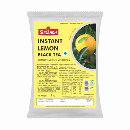 Image of Sugandh Instant Lemon Black Tea 1Kg - No additives or artificial flavours - Just add hot water (Makes 100 cups)