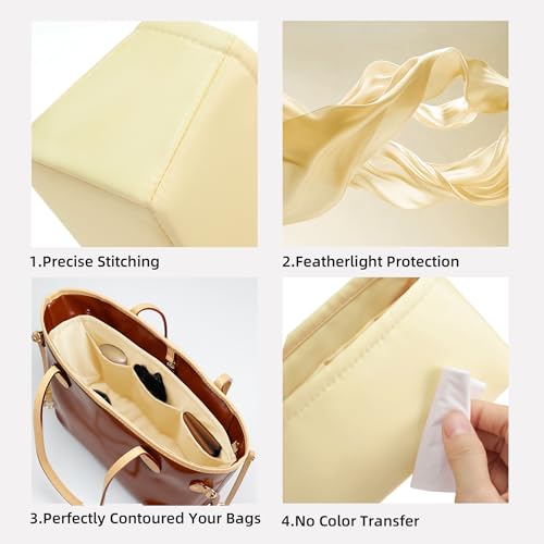 Image of DGAZ Purse Organizer Insert Fits Neverfullbag Mini /PM /MM /GM,Silk Bag Organizer,Luxury Handbag & Tote Shaper(Jaune poussin,GM)