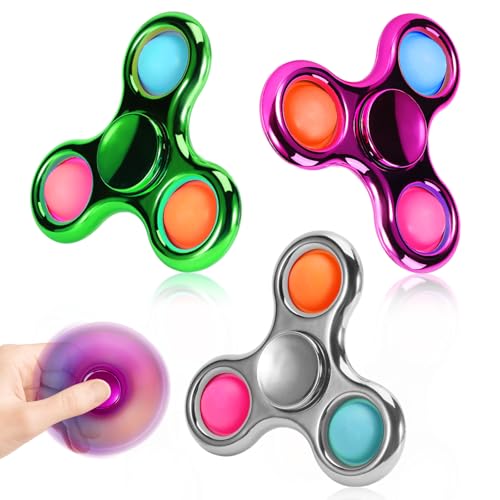3 Pack Pop Fidget Spinners, Sensory Fidget Toys for Kids Teens Adults, Stress Relief & Focus Toys for Autism ADHD, Easter Gifts, School Prizes, Party Favor Set
