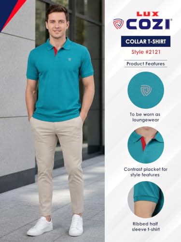 Image of Lux Cozi Men's Cotton Solid Polo Tshirt | Collar Tshirts | Half Sleeves | Stylish & Premium All Day Wear | Pack of 1