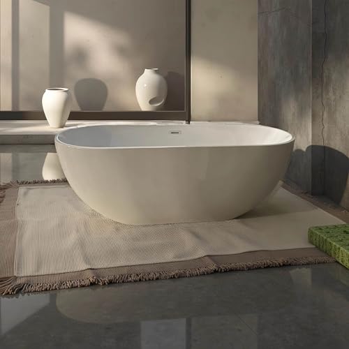 67X31.5 Jetted Tubs with 6 Whirlpool Nozzles, Freestanding Massage Whirlpool Bathtub, Acrylic Soaking Tub with 8 Air Bubbles, Hydro Massage & Chromatherapy, Color-Changing LED & Adjustment Switch